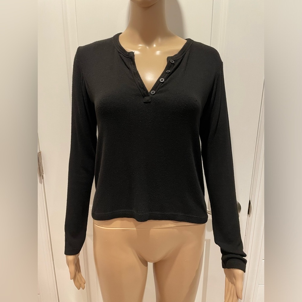 Brandy Melville Black Long Sleeve Henley Tee